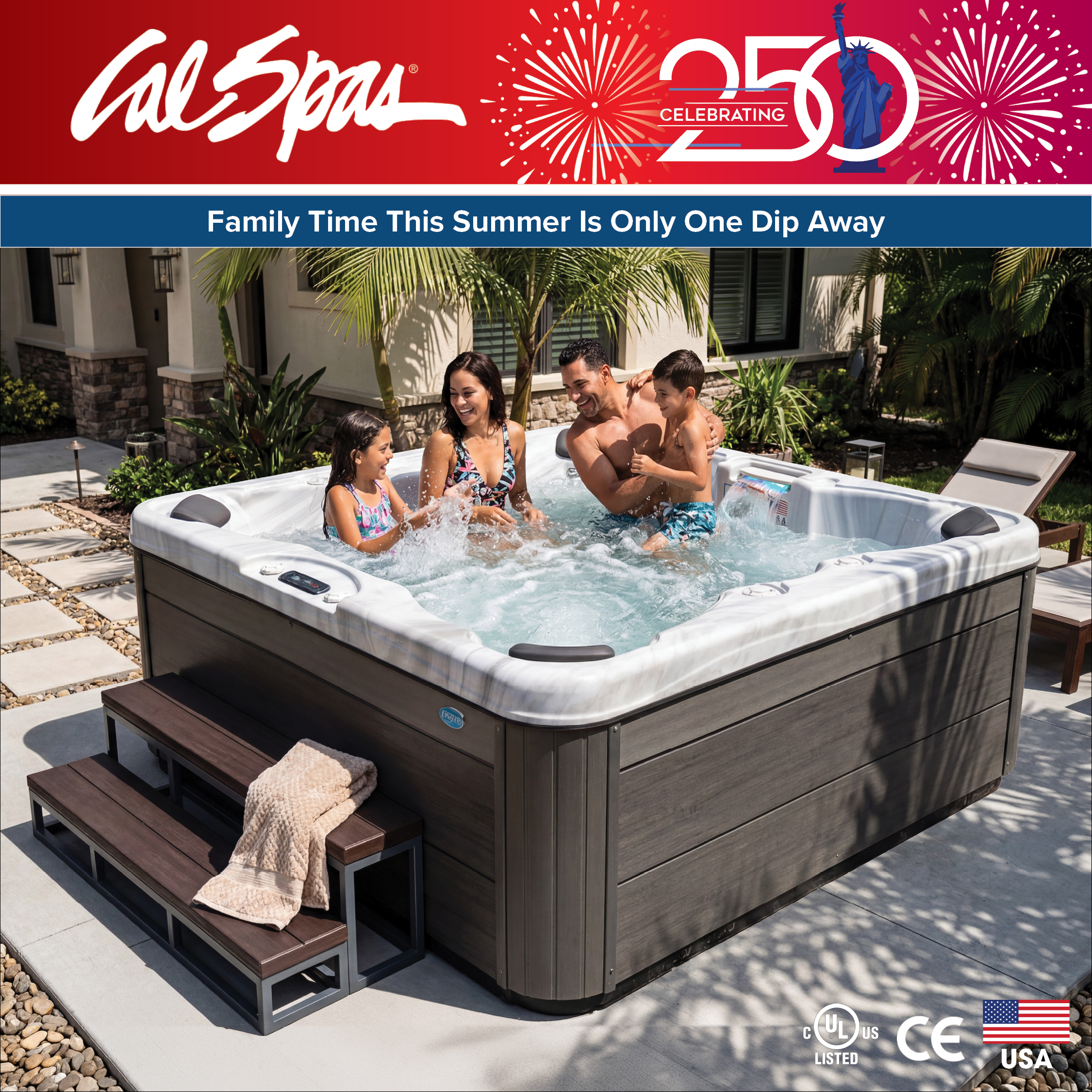 Calspas hot tub being used in a family setting - North Ogden
